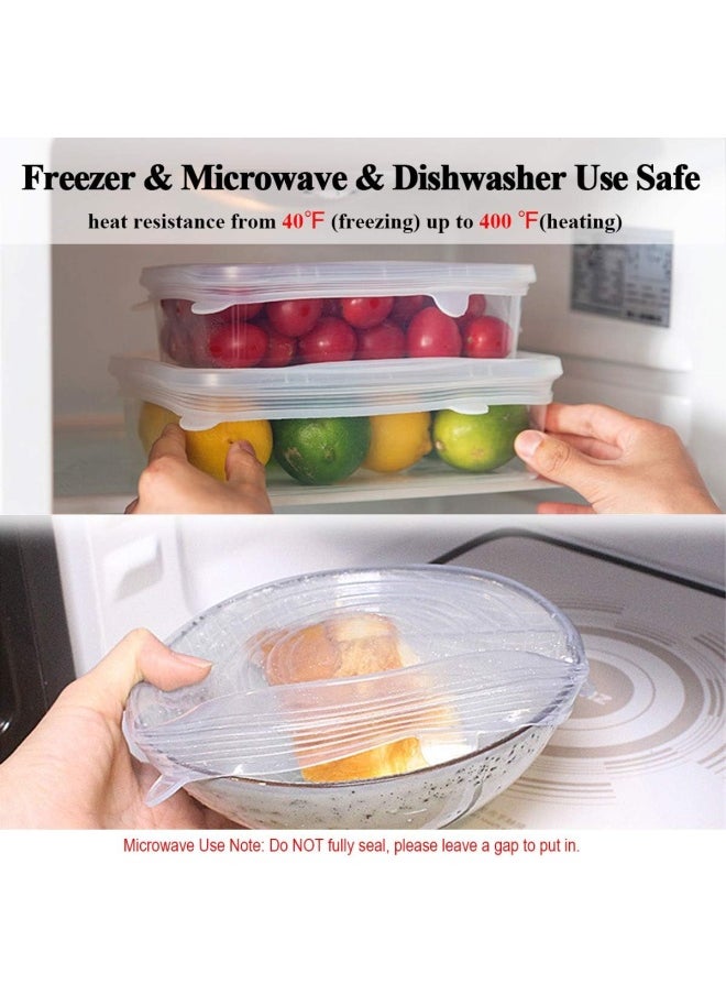 Adpartner 6Pieces Rectangle Silicone Lids For Food Storage, Reusable Bpa-Free Silicone Stretch Lids In Different Sizes To Fit Most Square And Rectangle Containers, Microwave Freezer Dishwasher Use