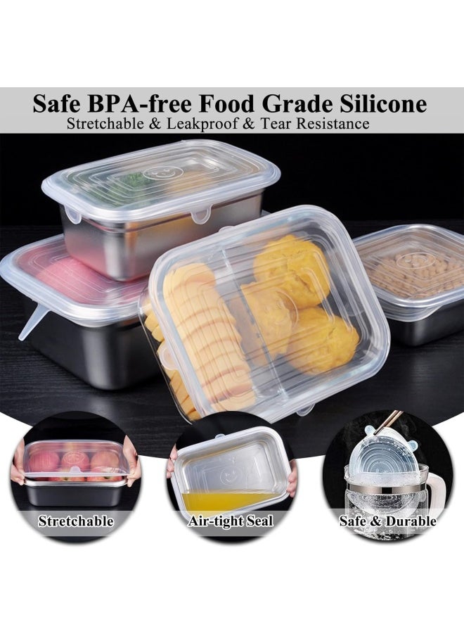 Adpartner 6Pieces Rectangle Silicone Lids For Food Storage, Reusable Bpa-Free Silicone Stretch Lids In Different Sizes To Fit Most Square And Rectangle Containers, Microwave Freezer Dishwasher Use