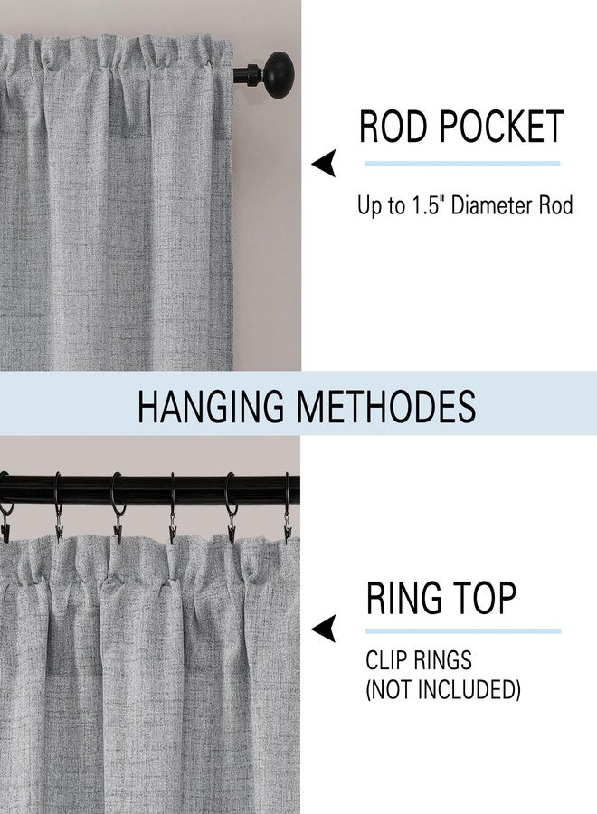 Lecloud Grey Kitchen Curtains 24 Inch Length 2 Pcs, Soft Light Filtering Faux Linen Textured Small Tiers, Short Window Drapes for Cabinet Bathroom RV Camper Basement Cafe, Each Panel 30" W x 24" L - Image 5