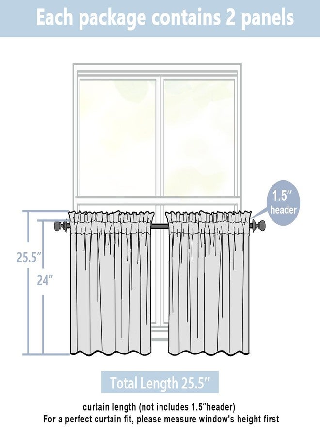Lecloud Grey Kitchen Curtains 24 Inch Length 2 Pcs, Soft Light Filtering Faux Linen Textured Small Tiers, Short Window Drapes for Cabinet Bathroom RV Camper Basement Cafe, Each Panel 30" W x 24" L - Image 3