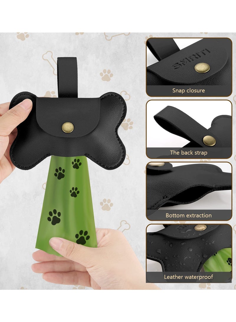 Excefore حامل حقيبة فضلات الكلاب من الجلد مع موزع ومشبك حزام من نوعين، موزع حقيبة فضلات الكلاب رائع لحقيبة فضلات الكلاب، أكياس فضلات الكلاب، أكياس فضلات للكلاب، لا تشمل الأكياس (أسود) - Image 3