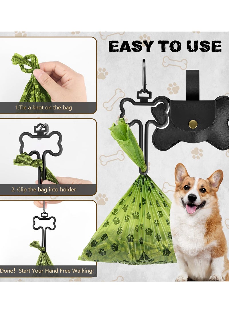 Excefore حامل حقيبة فضلات الكلاب من الجلد مع موزع ومشبك حزام من نوعين، موزع حقيبة فضلات الكلاب رائع لحقيبة فضلات الكلاب، أكياس فضلات الكلاب، أكياس فضلات للكلاب، لا تشمل الأكياس (أسود) - Image 4