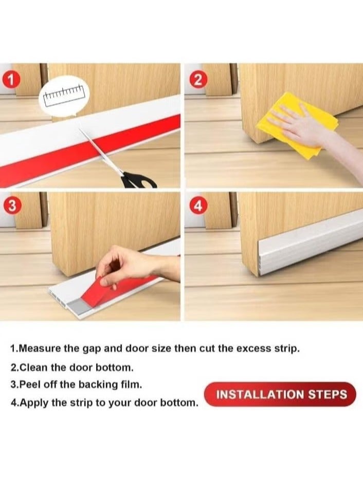 Adhesive Under Door Sweep Weather Stripping Soundproof Rubber Bottom Seal with Wider Strong for Interior Exterior Doors Guard Against Drafts Dust Noise Animals (1M*1 Grey) - Image 3
