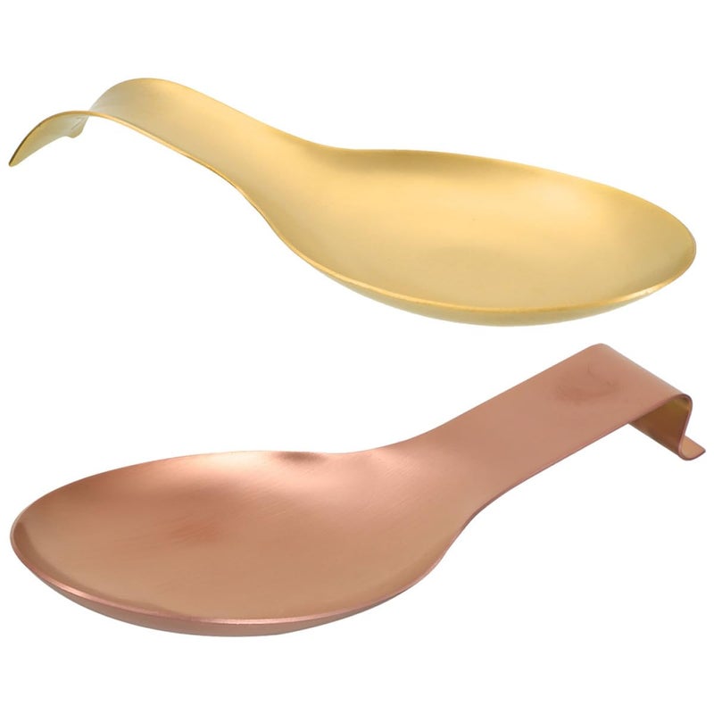 Stainless Steel Spoon and Ladle Rest Set Rose Gold Titanium Finish Heat Resistant - Image 2