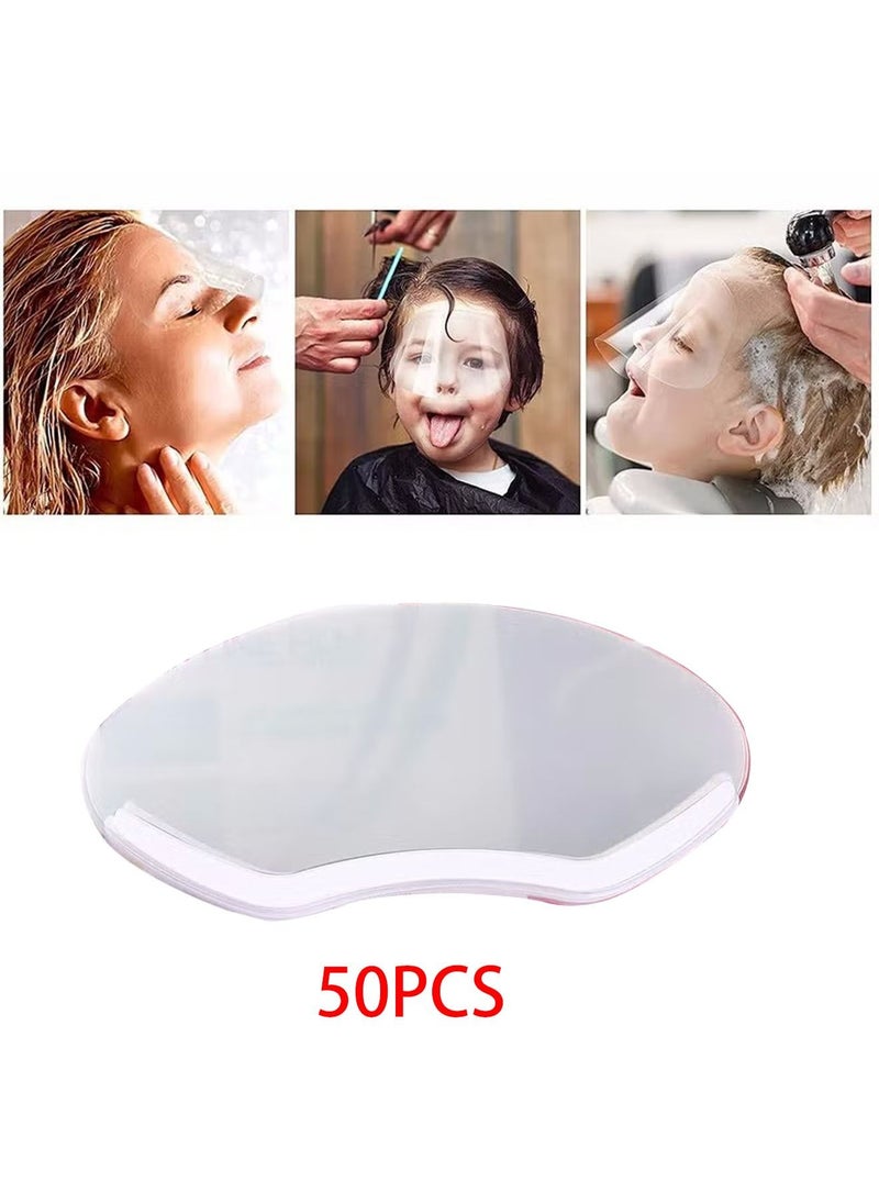 Generic 50 Pcs Disposable Face Sheilds Clear Shower Eye Shield Plastic Face Visors Hairdresser Transparent Hairspray Shield Makeup Protector For Eyelash Extensions Hair Cutting Makeup Shower  - Image 1