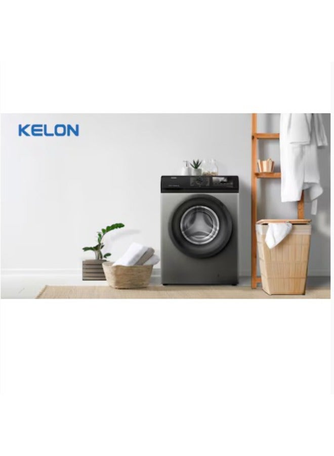 KELON 8kg Front Load Washing Machine With Inverter Motor And Steam, 1200 RPM, 15 Programs, 5-Star Energy Saving 8 kg KWFQP8012T Titanium Grey - Image 2