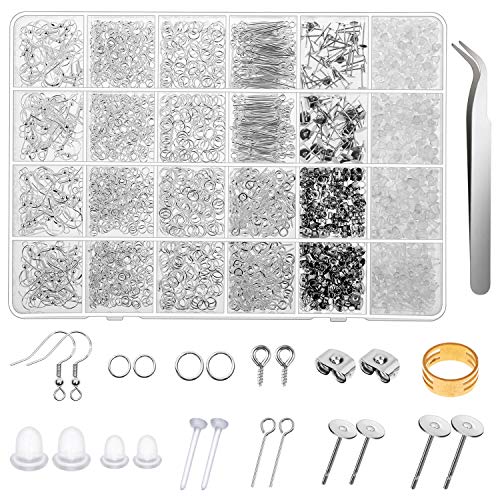 Thrilez Hypoallergenic Earring Making Kit, Thrilez 3080Pcs Earring Supplies Kit Includes Earring Hooks, Earring Backs, Jump Rings, Eye Pins, Earring Posts and Tools for Earring Making and Repairing - Image 1
