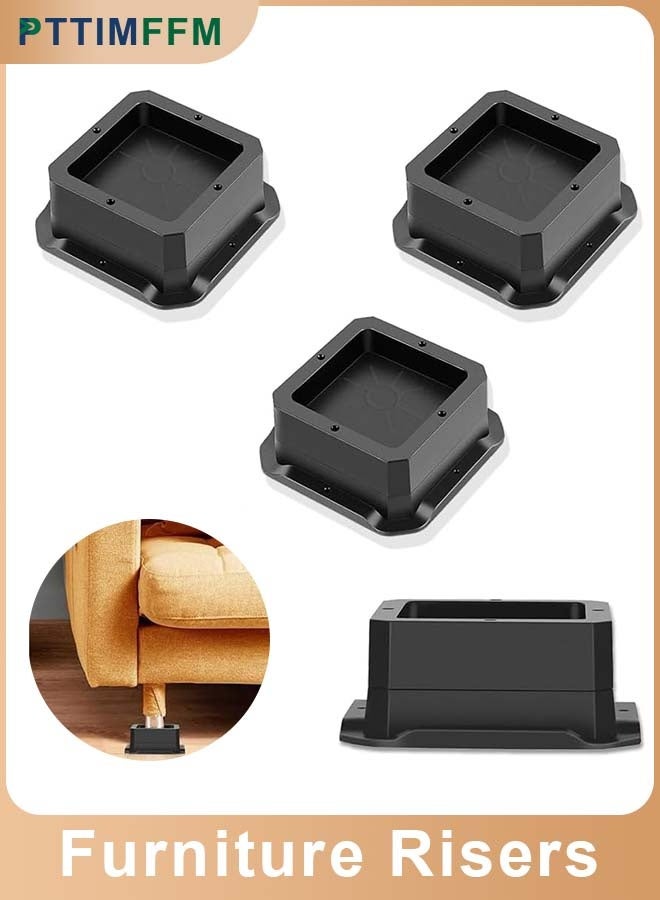 بتيمفم مجموعة من 4 رافعات أثاث قابلة للتعديل، وموسعات أرجل سرير وكراسي شديدة التحمل، ورافعات مربعة قابلة للتكديس للطاولات والأرائك والمكاتب والخزائن والأسرة (1 بوصة * مجموعة من 4 قطع) - Image 1