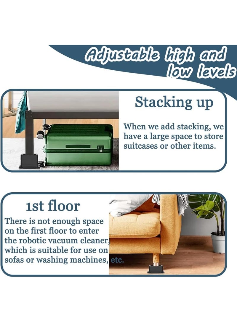 بتيمفم مجموعة من 4 رافعات أثاث قابلة للتعديل، وموسعات أرجل سرير وكراسي شديدة التحمل، ورافعات مربعة قابلة للتكديس للطاولات والأرائك والمكاتب والخزائن والأسرة (1 بوصة * مجموعة من 4 قطع) - Image 4