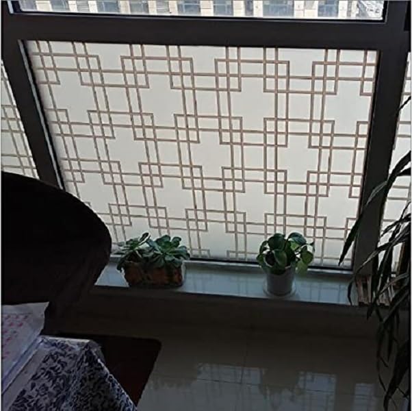 SUNBIRD Privacy Window Film Non Adhesive UV Blocking Removable Glass Covering Opaque Window Sticker Self Static Cling Vinyl Glass Film for Home Office Living Room 36 x 96 Inch Brown Outline - Image 5