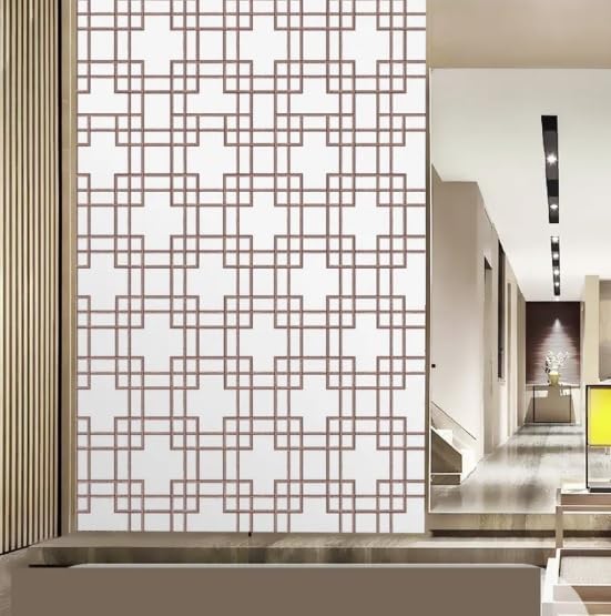 SUNBIRD Privacy Window Film Non Adhesive UV Blocking Removable Glass Covering Opaque Window Sticker Self Static Cling Vinyl Glass Film for Home Office Living Room 36 x 96 Inch Brown Outline - Image 2