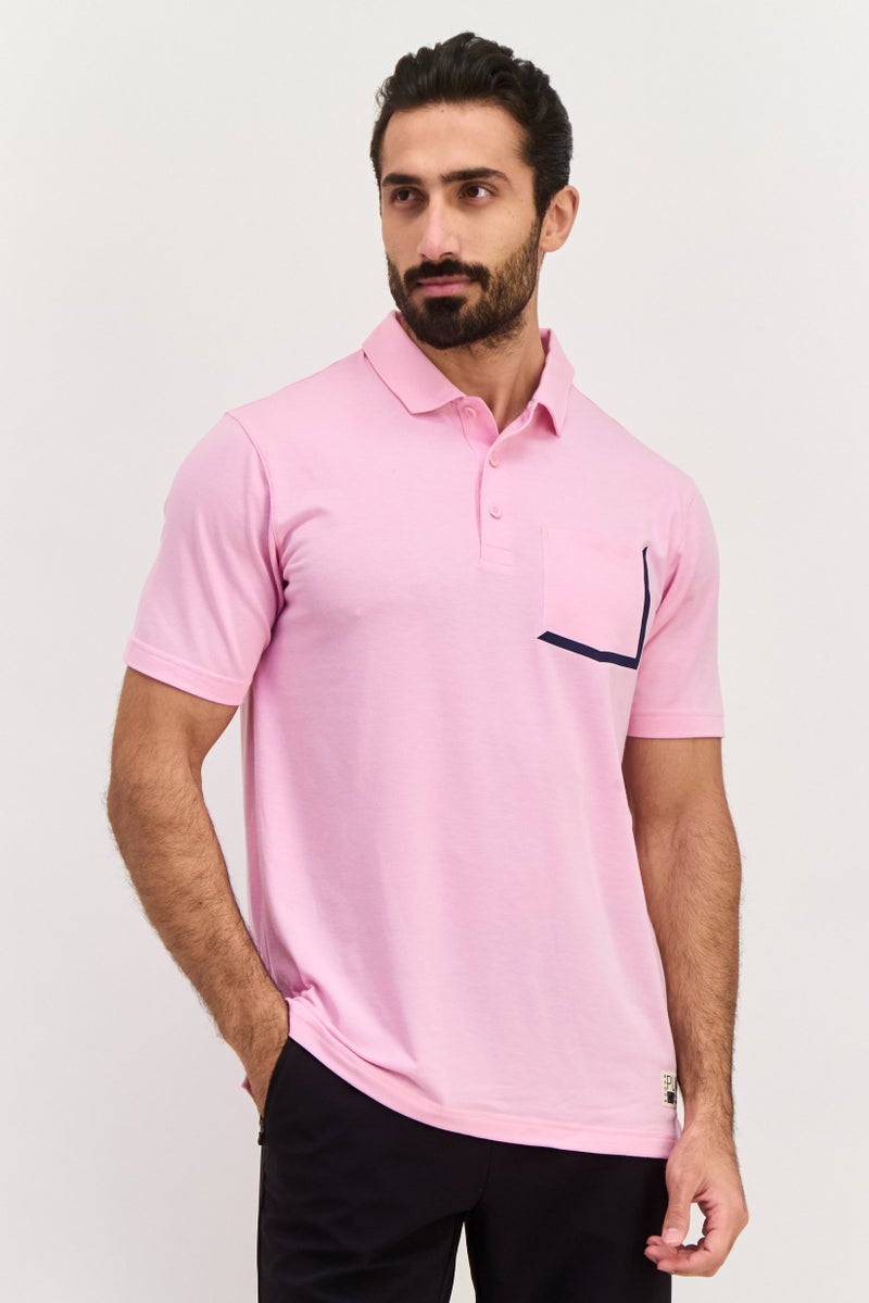 PUMA Men Performance Fit Short Sleeve Outdoor Polo Shirt, Pale Pink - Image 1