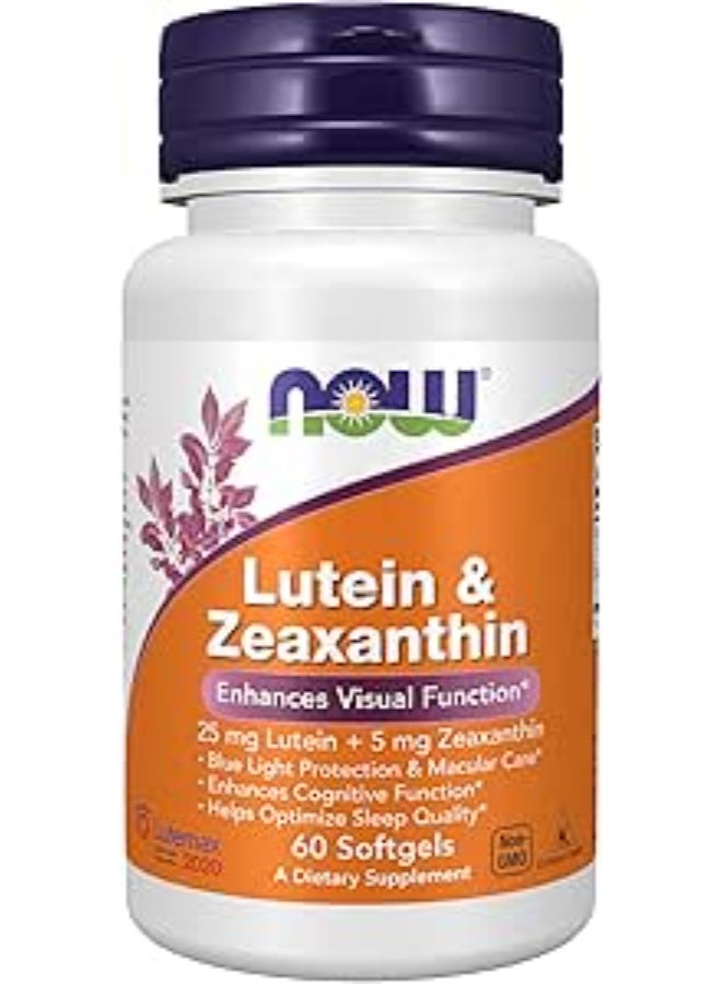 NOW Supplements, Lutein & Zeaxanthin with 25 mg Lutein and 5 mg Zeaxanthin, 60 Softgels - Image 1