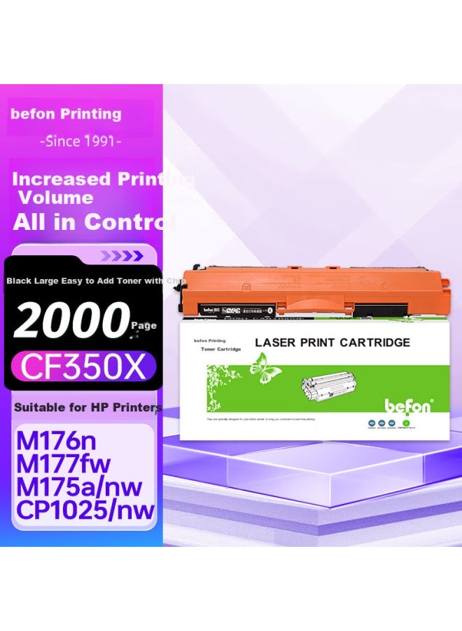 Befon Cf350X Black Toner Cartridge Compatible With Hp Cp1025, M176N, M177Fw, M175Nw, M175A Printers, 130A Drum - Image 1