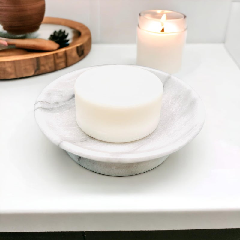 Hapton House White Natural Marble Soap Dish  Handcrafted Genuine Solid Marble  Soap Holder  Decorative Dish  Jewelry Dish  Jewelry Holder  Key Dish  Candle Holder  Candle Dish