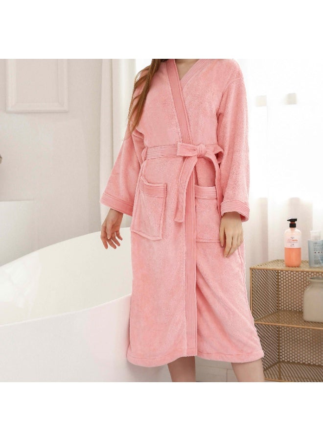Reefi Luxury Pink Bathrobe XL – Soft Plush Unisex Bath Robe with Belt & Pockets – Long Sleeve Spa Robe - Image 3