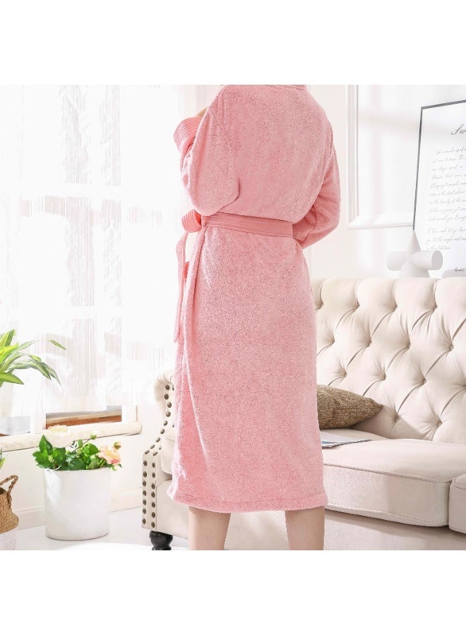 Reefi Luxury Pink Bathrobe XL – Soft Plush Unisex Bath Robe with Belt & Pockets – Long Sleeve Spa Robe - Image 4