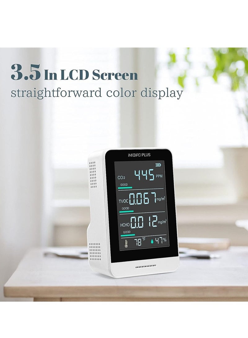 SYOSI Air Quality Monitor, CO2 Monitor, Humidity Temperature Meter, Air Quality Tester, Professional & Accurate CO2, TVOC, HCHO, Humidity & Temperature Particle Counter, for Home, Office, School - Image 3