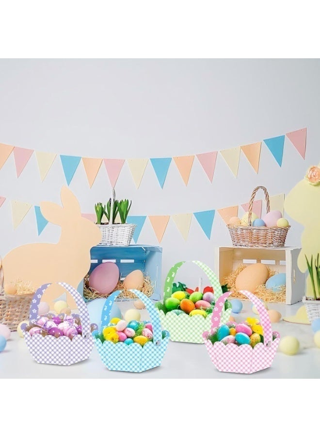 12 Pcs Paper Easter Baskets with Handle, DIY Easter Craft Baskets for Kids - Party Favors & Gift Boxes (Multi-color) - Image 5