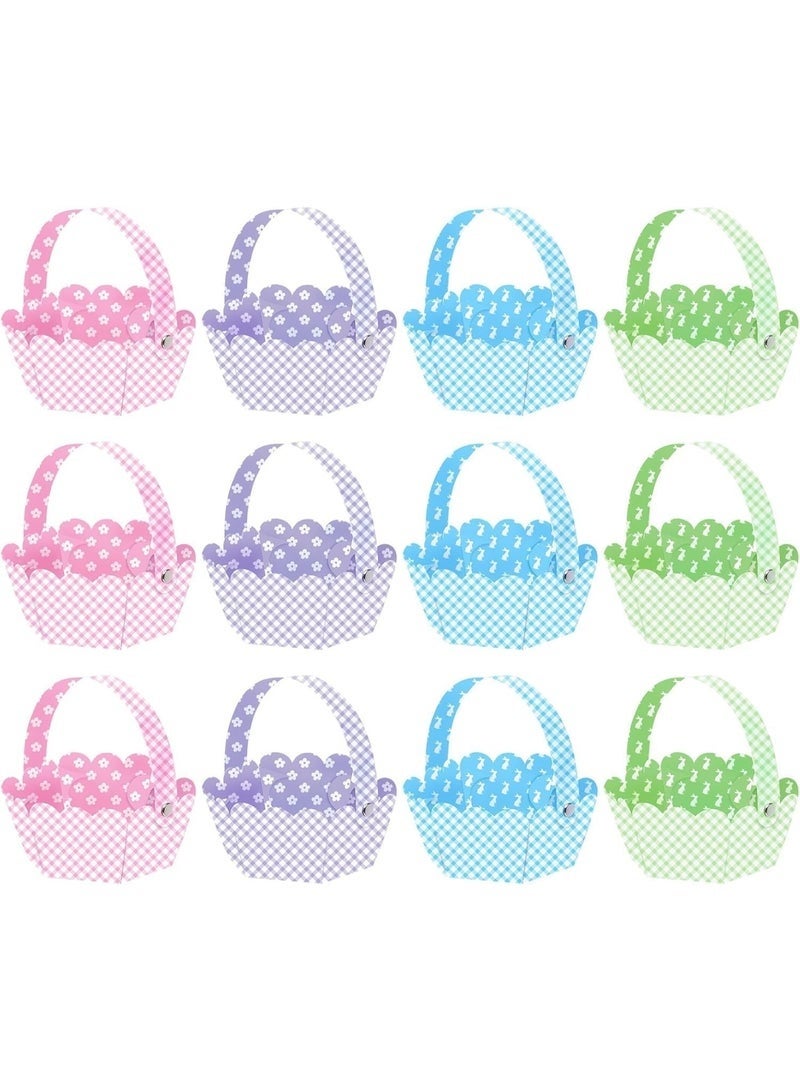 12 Pcs Paper Easter Baskets with Handle, DIY Easter Craft Baskets for Kids - Party Favors & Gift Boxes (Multi-color) - Image 3