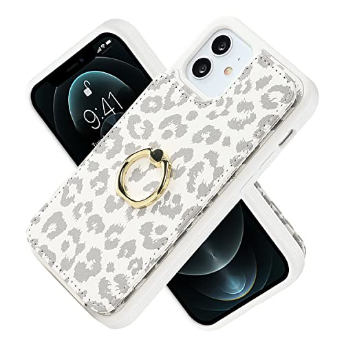 Lipvina for iPhone 12/12 Pro Case with Card Holder,Credit Card Holder,Ring Stand Kickstand,Flip Shockproof Cute Phone Wallet Case for Women (6.1 inch,Purple) - Image 2