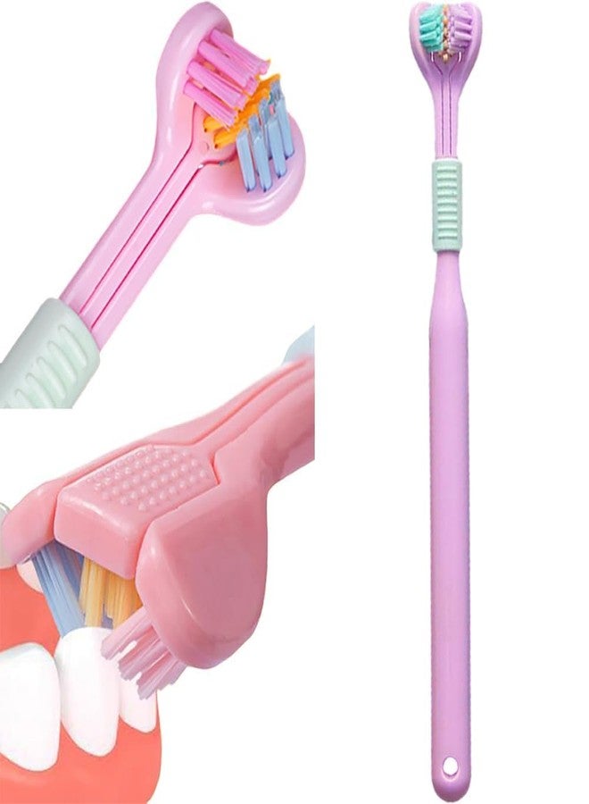 DNESHY 3 Sided Autism Toothbrush, Anti-Slip Grip Oral Care Travel Mouth Brush Wrap Around for Adult Kid Teeth, V-Shaped Soft Bristle Complete Teeth and Gum-Care Deep Cleaning Each Tooth (2) - Image 1
