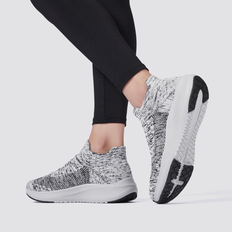 SHULOOK Womens Slip on Walking Shoes Comfort Lightweight Breathable Sock Shoe Non-Slip Mesh Casual Fashion Tennis Running Sneakers Grey White - Image 5