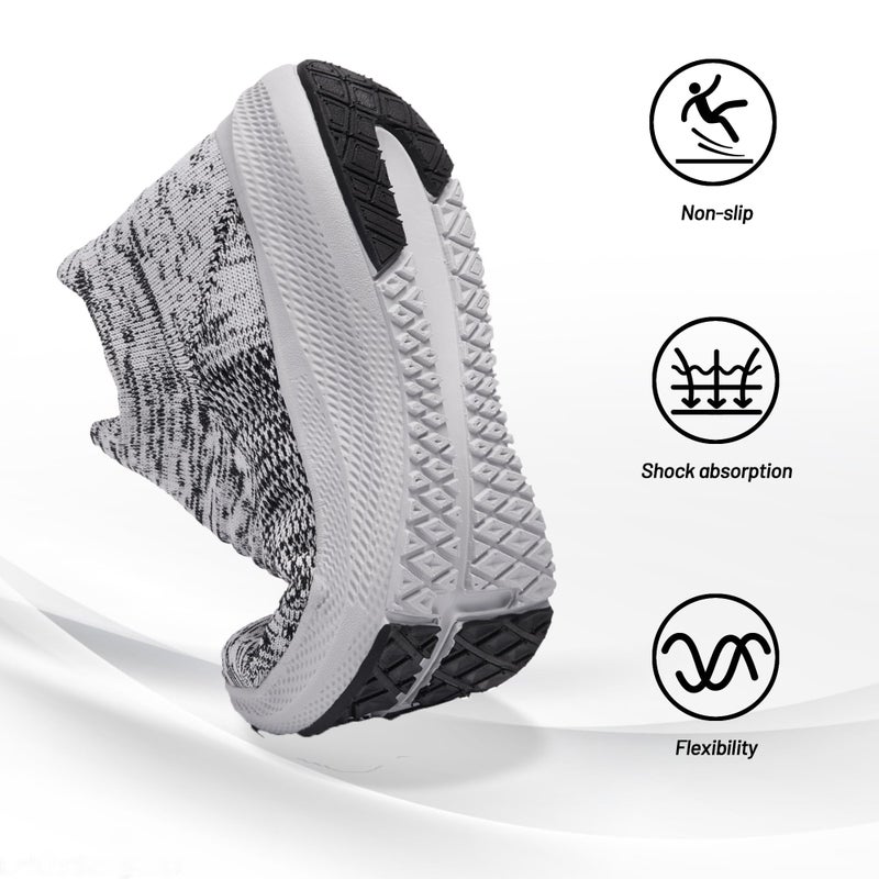SHULOOK Womens Slip on Walking Shoes Comfort Lightweight Breathable Sock Shoe Non-Slip Mesh Casual Fashion Tennis Running Sneakers Grey White - Image 3