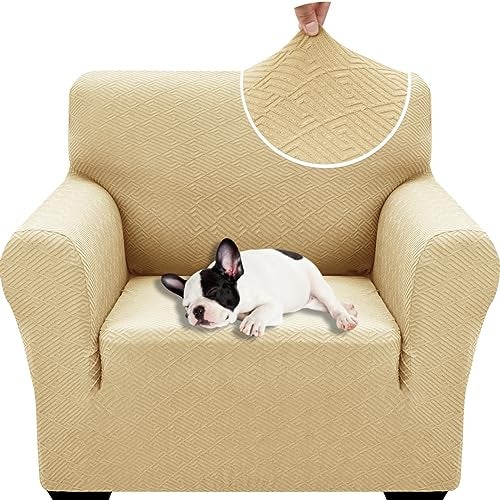 XINEAGE 2026 New Stretch Armchair Covers 1 Piece Chair Slipcovers Chair Protector for Living Room Thick Soft Chair Cover with Elastic Bottom Couch Cover for Pets Kids (31"-46", Khaki) - Image 1