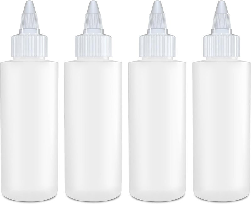 BRIGHTFROM Condiment Squeeze Bottles 4 OZ Empty Squirt Bottle with Twist Top Cap Leak Proof  Great for Ketchup Mustard Syrup Sauces Dressing Oil Arts and Crafts BPA FREE Plastic  4 PACK - Image 1