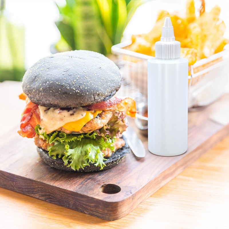 BRIGHTFROM Condiment Squeeze Bottles 4 OZ Empty Squirt Bottle with Twist Top Cap Leak Proof  Great for Ketchup Mustard Syrup Sauces Dressing Oil Arts and Crafts BPA FREE Plastic  4 PACK - Image 3