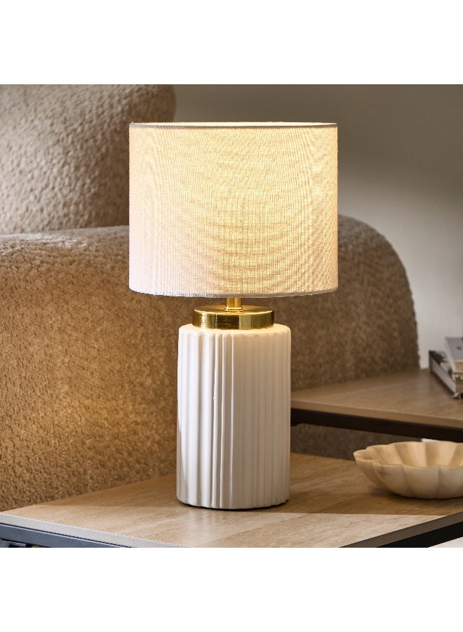 Home Box مصباح طاولة سيراميك إمزي مع ظل من الكتان - 38.5 سم - Image 2