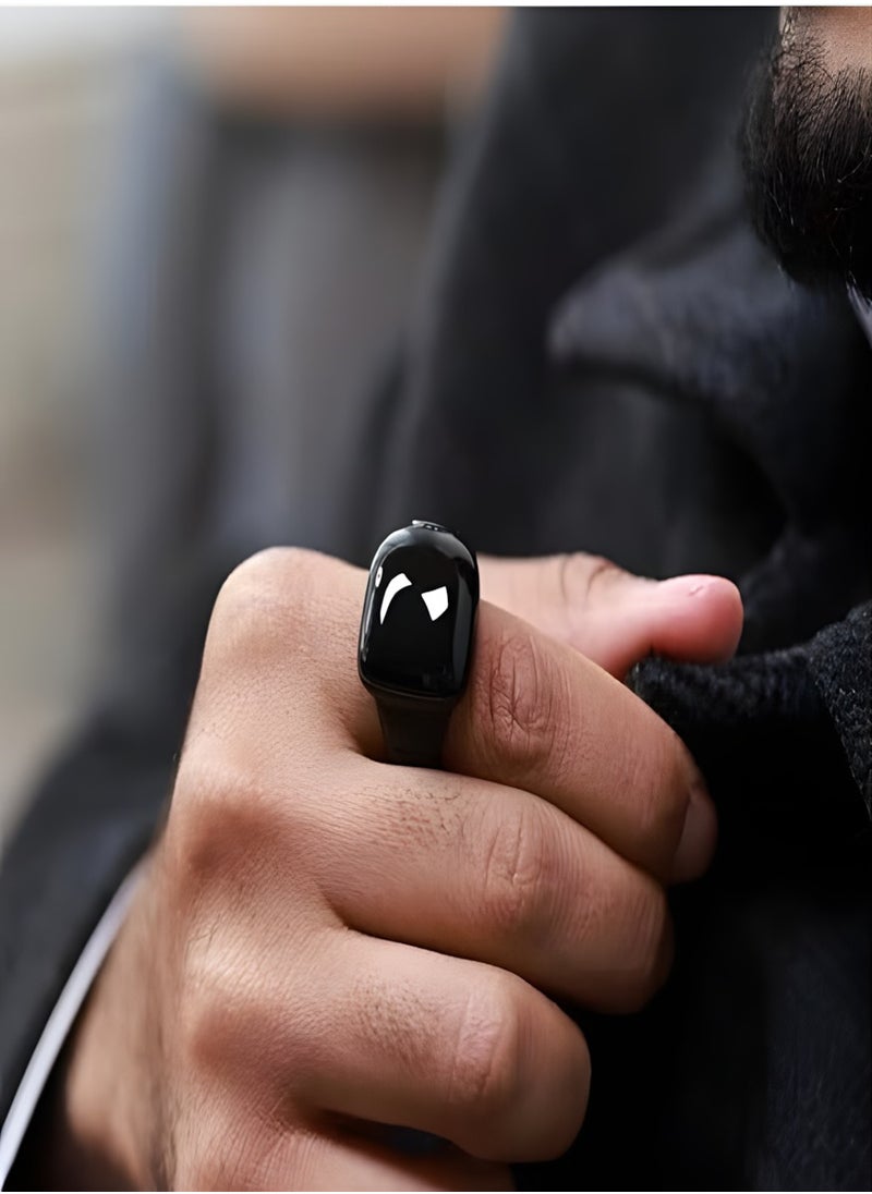 Generic - Tasbih Smart Ring, Adjustable Ring Finger Counter with 2 Sizes (18/20mm), APP Support Digital Counter Prayer Reminder Rings, Waterproof 4 Digit Finger Counter Ring for Muslims (Black) - Image 1