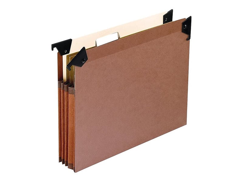 Pendaflex 45422 3 1/2" Hanging File Pockets with Swing Hooks, 1/5 Tab, Letter, Brown (Box of 5), Red - Image 2