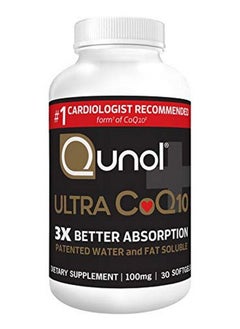 Ultra Coq10 100Mg 3X Better Absorption Patented Water And Fat Soluble Natural Supplement Form Of C0Q10 Antioxidant For Heart Health 30 Count Softgels