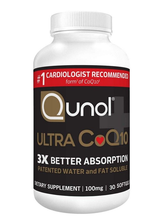 Qunol - Ultra Coq10 100Mg 3X Better Absorption Patented Water And Fat Soluble Natural Supplement Form Of C0Q10 Antioxidant For Heart Health 30 Count Softgels - Image 1
