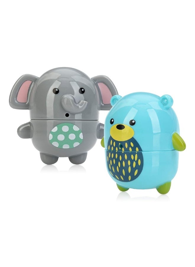 Nuby Nuby Silly Squirts Bath Toys, Easy to Clean Children's Bath Toy, Bear and Elephant  - Image 1