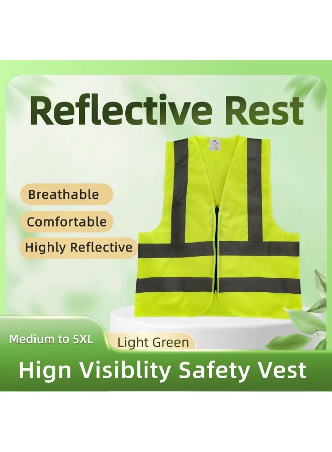 reflect tapes Fluorescent green vest Zipper style - Image 1
