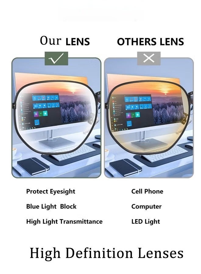 Metal Blue Light Glasses for men women Square Clear Lens eyeglasses Anti blue light blocking eye glasses for Reading Gaming Computer Phone Silver - Image 4