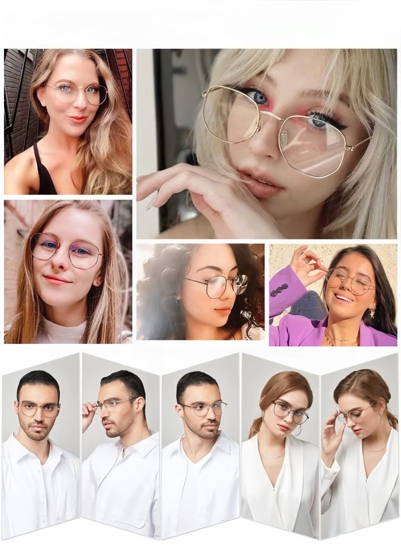 Metal Blue Light Glasses for men women Square Clear Lens eyeglasses Anti blue light blocking eye glasses for Reading Gaming Computer Phone Silver - Image 5