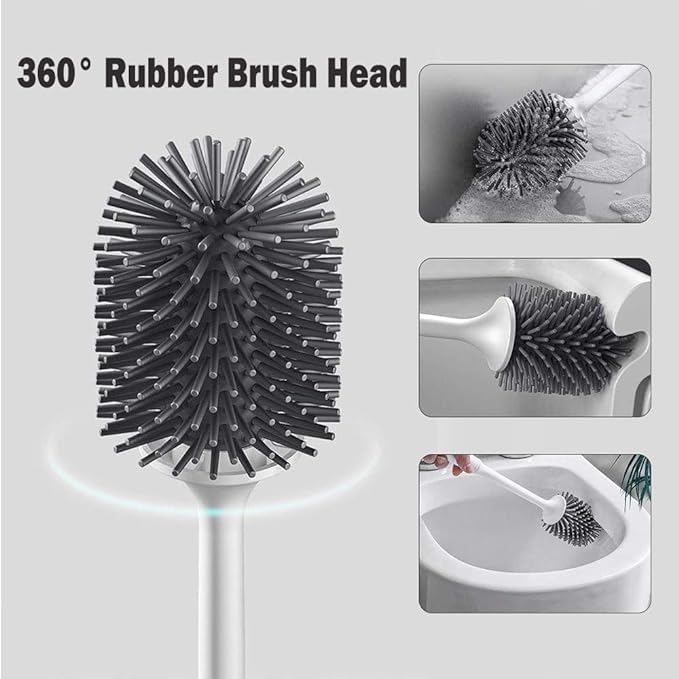 Envop Toilet Cleaner Brush Toilet Brush Cleaning Brush Hanging Wall Floor Dual Purpose Long Handle Brush with Base Toilet Brush Set No Dead Corner Cleaning Tools Bathroom Accessories. - Image 4