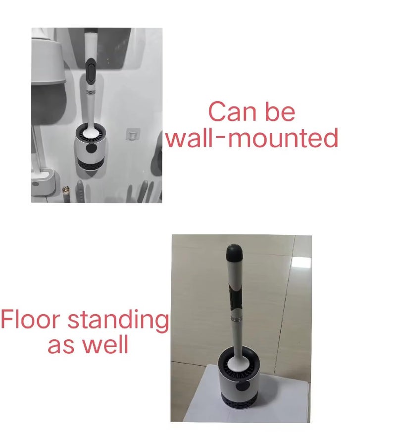 Envop Toilet Cleaner Brush Toilet Brush Cleaning Brush Hanging Wall Floor Dual Purpose Long Handle Brush with Base Toilet Brush Set No Dead Corner Cleaning Tools Bathroom Accessories. - Image 5