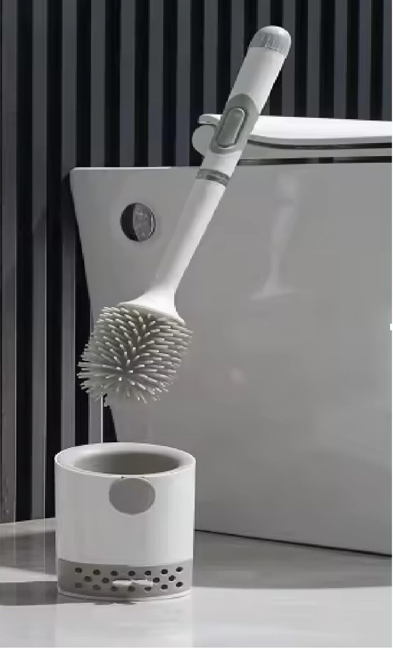 Envop Toilet Cleaner Brush Toilet Brush Cleaning Brush Hanging Wall Floor Dual Purpose Long Handle Brush with Base Toilet Brush Set No Dead Corner Cleaning Tools Bathroom Accessories. - Image 2