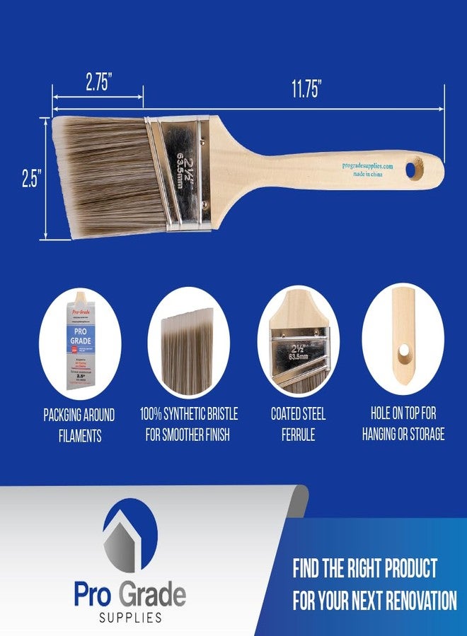 Pro-Grade Pro Grade - Paint Brushes - 12Ea 2.5" Angle Brushes - Image 2