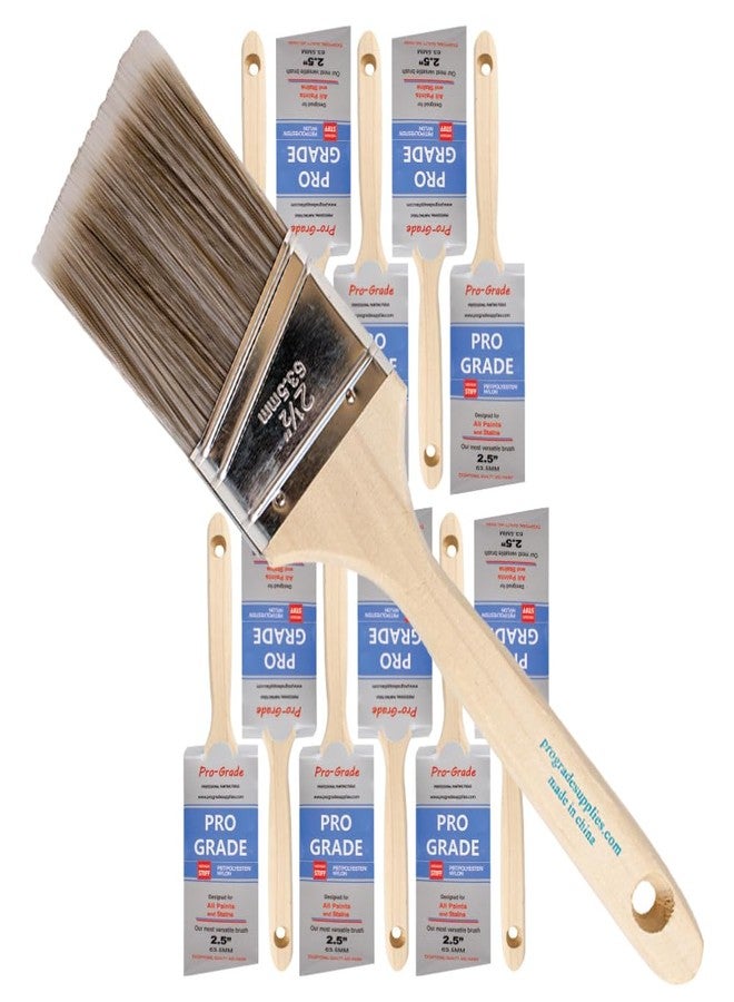 Pro-Grade Pro Grade - Paint Brushes - 12Ea 2.5" Angle Brushes - Image 1