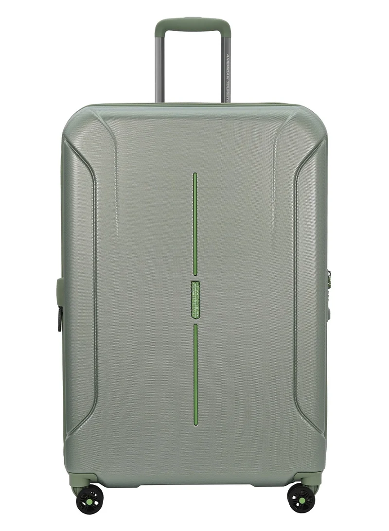 Technum Suitcase, Check-In Size 77 cm / 28 inch, 4 Spinner Wheels, Hard Top, Polycarbonate, Urban Green|DuoSaf™ Security Zipper|Dual Tube Pull Handle|Expandable|TSA Lock - 3 Years International Warranty