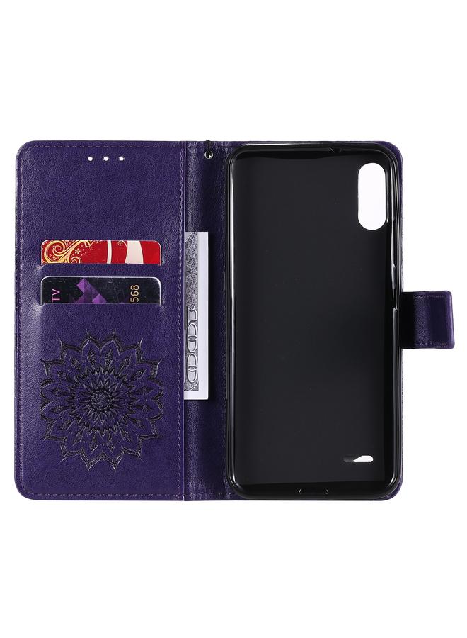 اس-توب جراب لهاتف LG K22 / K22 Plus، جراب جلدي أفقي قابل للطي بنقشة شمس مع فتحة بطاقة وحامل ومحفظة وحبل - Image 4