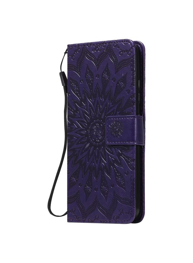 اس-توب جراب لهاتف LG K22 / K22 Plus، جراب جلدي أفقي قابل للطي بنقشة شمس مع فتحة بطاقة وحامل ومحفظة وحبل - Image 2