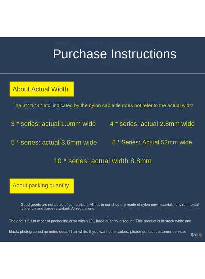 Bluejw Buckle Rope Cable Tie 10 Binding With Plastic Fixed Lock 00 Cable Tie Wire Large Self-locking - Image 5