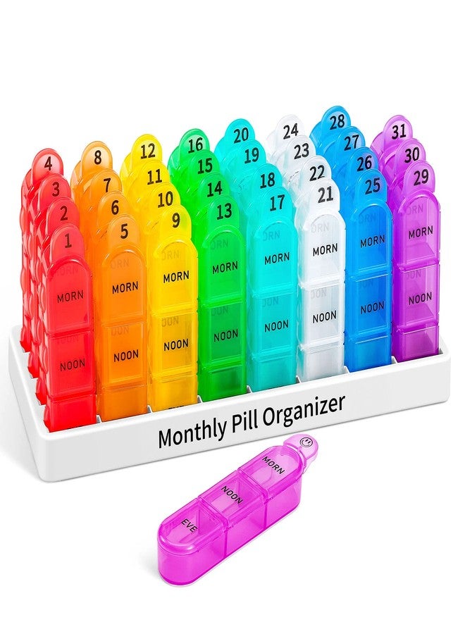 Daviky Monthly Pill Organizer 3 Times a Day, 30 Day Pill Organizer with Small Pill Box, One Month Medicine Organizer, 31 Day Pill Case Pill Container to Hold Vitamin, Supplement and Medication - Image 1